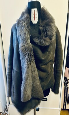 All Saints Lammfelljacke Gr 36 Uk 8 Grau 