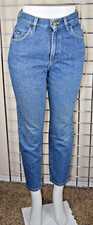 Vintage Lee Jeans W26 L26 90s Blue High Waist Tapered Slim Fit Made USA