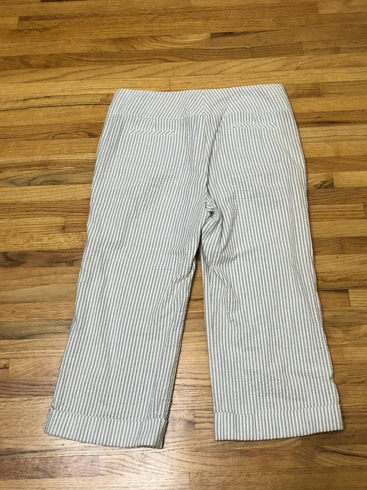 Pantalones de marinero recortados Sandro Sportswear para mujer 8 blancos/grises a rayas de algodón de tiro alto Foto 2 de 4