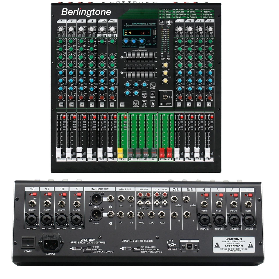 Berlingtone BR-212MX,12-Channel Professional Bluetooth Audio Mixer, 24 DSP EFX - Image 4 of 4