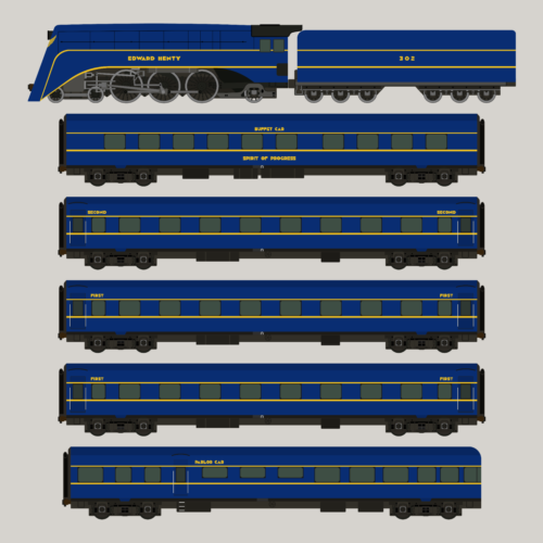 O Scale VR Spirit Of Progress 5 Carriage Set S Class Steam Removable Wall Art - Picture 2 of 5