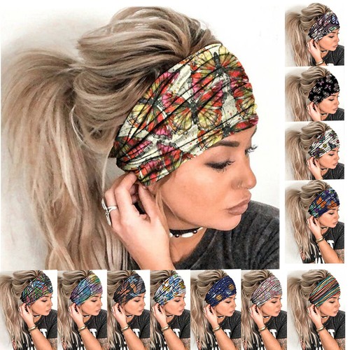 Women Elastic Yoga Bandana Headband Hair Band Wide Turban Sports Head