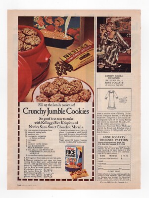 1970s mag print ad Kellogg's Rice Krispies Crunchy Jumble Cookies kitchen decor