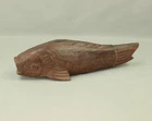 横山一夢 Yokoyama Ichimu (1911-2000) Woodcarving Sculpture Okimono 'Fish' with Box