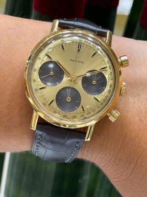 Vintage Zenith Chronograph Tricompax Manual Cal.146 HP Solid Gold