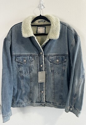 ASOS Borg Denim Borg Trucker Jacket w Sherpa Lining - UK 18 / US 14 - NWT