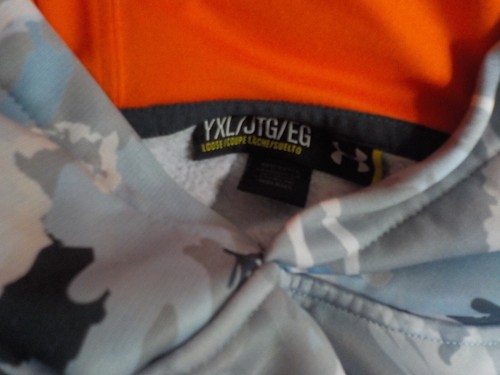 UNDER ARMOUR Maglione Sciolto Mimetico Felpa con Cappuccio - Grigio/Blu/Nero - TG YXL - Foto 4 di 4