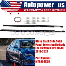 Gloss Black Side Skirt Panel Extension Lip Body for BMW G20 G28 M340i 2019-2024