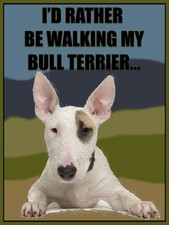 Walking Bull Terrier Metal Sign