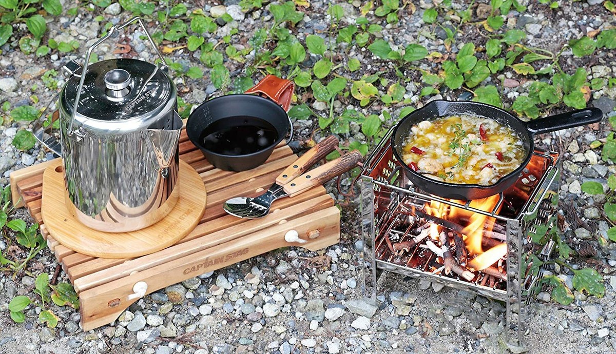 テント・タープ CAPTAIN STAG Fire and Grill Table Set Captain Stag UP-1048 CS Classics Fire Grill Table Set, 6