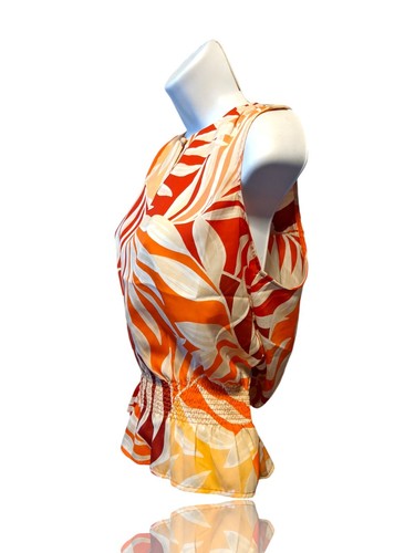 Blusa Ann Taylor Talla S Cintura Elástica Sin Mangas, Multicolor Tropical. NS-4 - Imagen 4 de 8