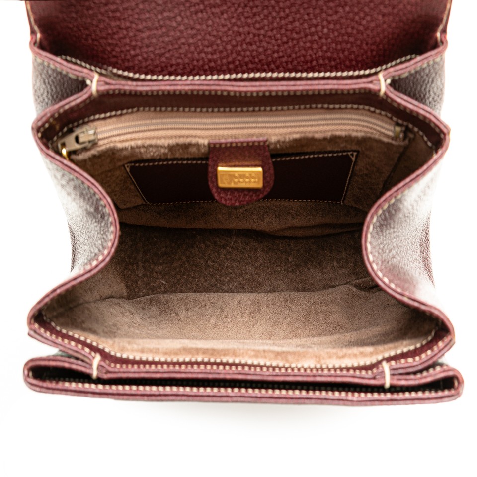 Authenticated Gucci skin Bamboo Red Burgundy Calf Leather Handbag eBay