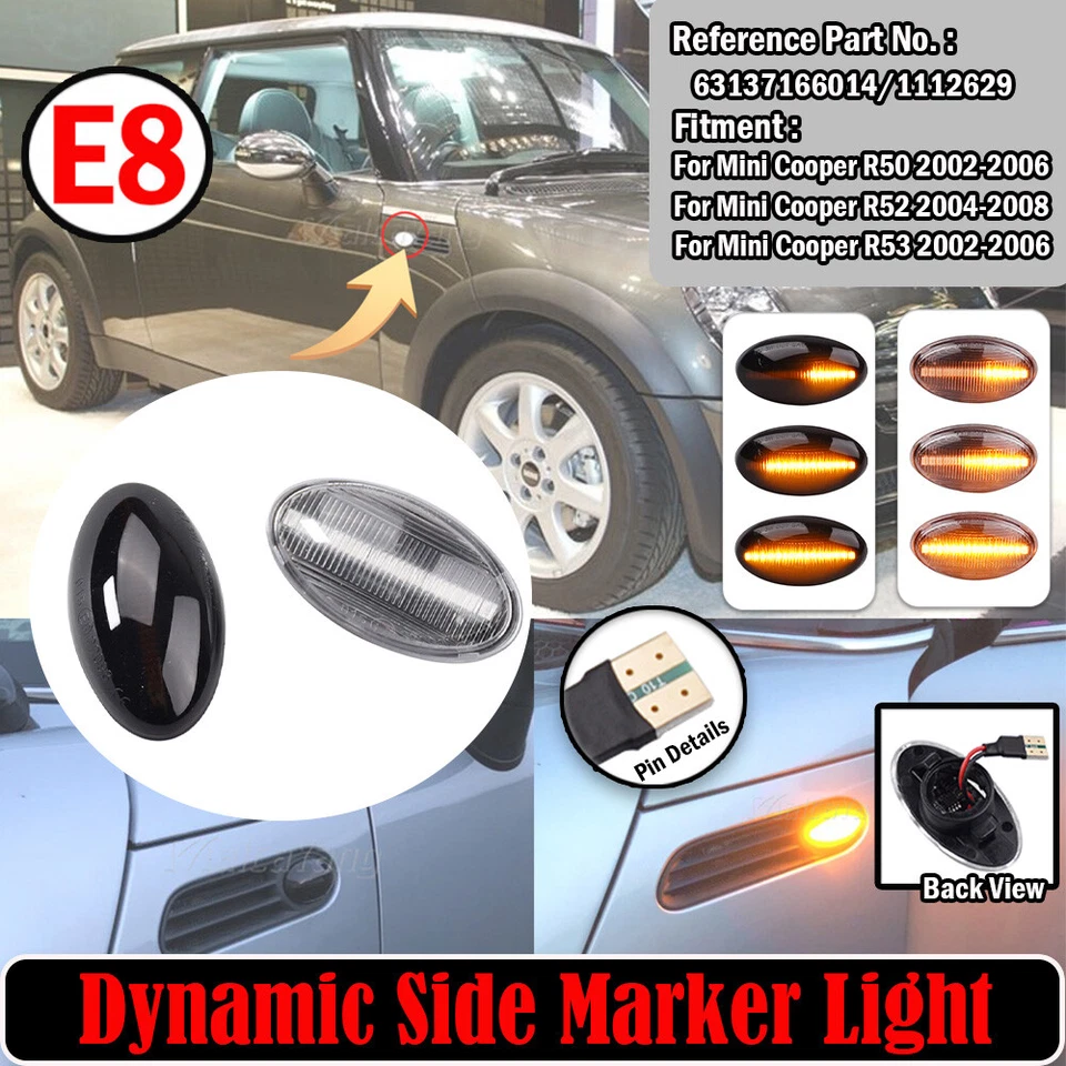 For MINI Cooper R50 R53 / R52 04-08 LED Dynamic Side Marker Light Turn Signal - Изображение 3 из 4