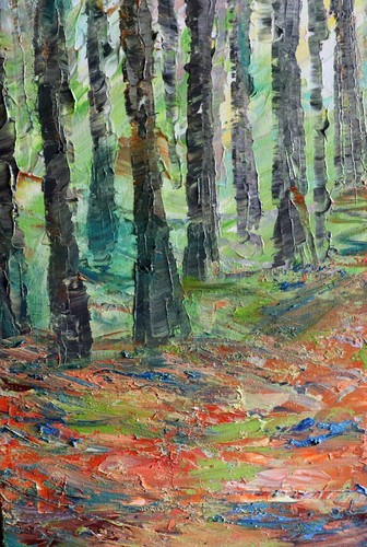 Misty Morning Fall Forest Original Oil Painting 36x12 – Textured Wall Art - Picture 8 of 8