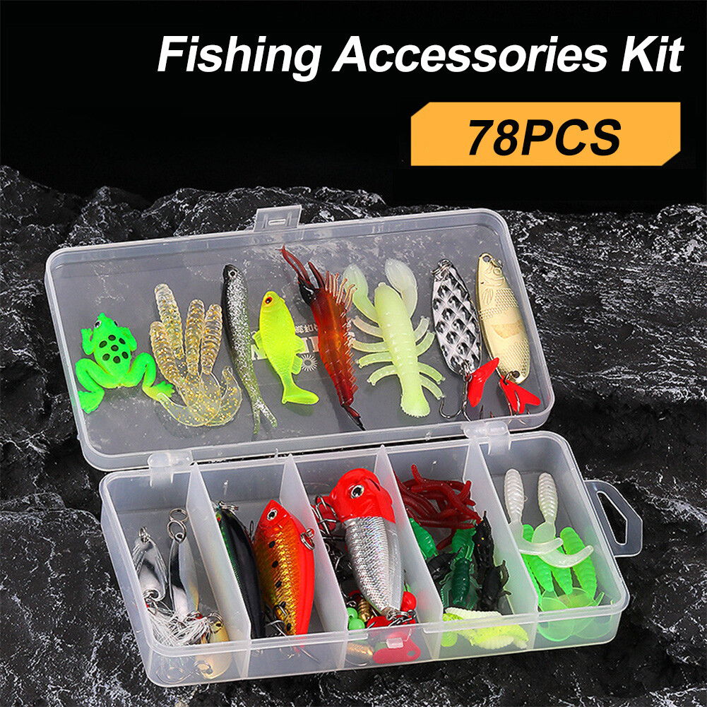 78pcs Fishing Accessories Kit Mixed Hard Wobbler Metal Jig Spoons Soft Lure Bait - Image 6