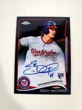 2014 Topps Chrome Zach Walters #62 Rookie Auto Black Refractor /100 - Nationals