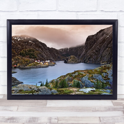 Norwegisches Tal Norwegen Fluss Bach See Berge Felsen Wandbild Kunstdruck
