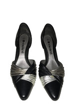 Vintage Black and Silver Heels Party Cocktail Pumps Size 6.5- 90s
