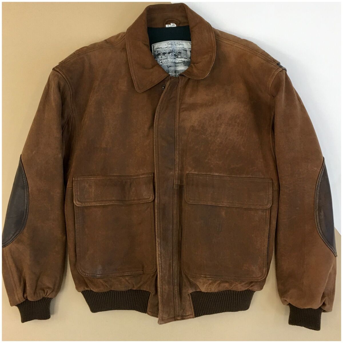 Sawyer Of Napa Leather Mens Jacket Bomber Flight Size M Sawyer Of Napa Leather Mens Jacket Bomber Flight Size M
