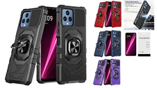 For T-Mobile REVVL 6X 5G (2023) Robotic Ring Case Phone Cover + Tempered Glass