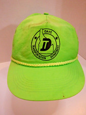 VINTAGE - RARE - IDAHO TRANSPORTATION DEPARTMENT NEON GREEN 80's CAP HAT NYLON