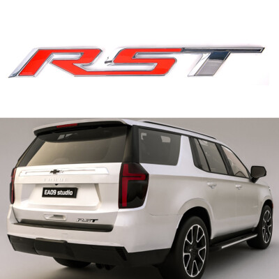 Fit 2021-2022 Chevrolet Tahoe Suburban Tailgate RST Emblem  Badge Chrome Red 1PC