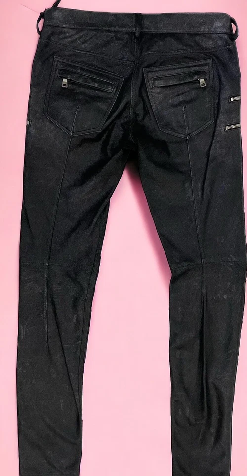 BALMAIN Lederhose Skinny Gr.34 Schimmern Leder - Bild 4 von 4
