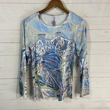 Mountain Legs by July Five Womens Park City Ski Map Print Base Layer Top Sz Lg