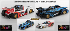 2 New AFX Mega G Formula's Black/Red Black/Blue HO Slots Car Fits Auto World