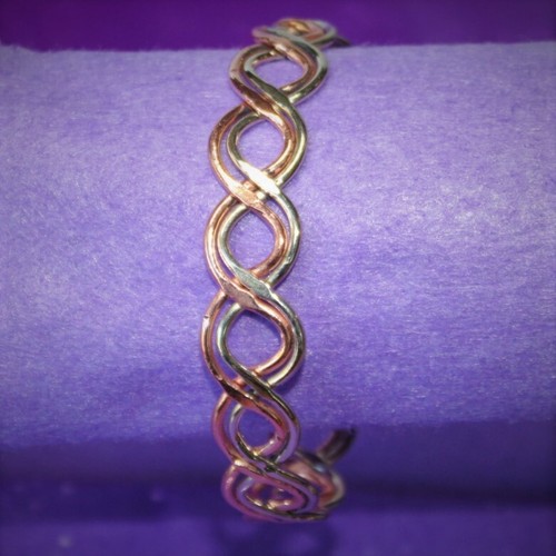 Copper Bracelet/Artisan Made/Delicate Two Color Copper Woven Braid/AWC7007 - Picture 2 of 4