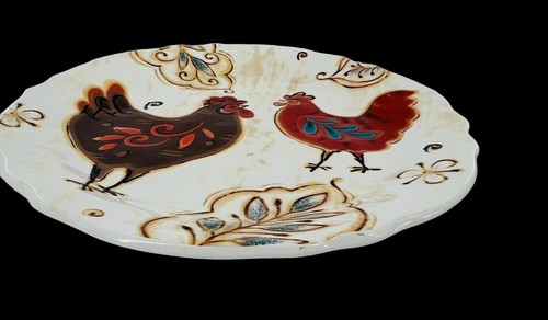 PIER 1 GALLO ROOSTER 9" LUNCHEON SALAD PLATES SET OF 2 *Flaw - Picture 4 of 11