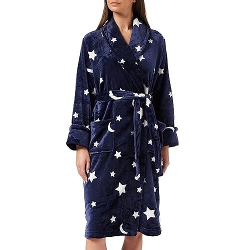 Ladies Dressing Gown Size 16 Navy Cotton Long Warm Winter Bath Robe Iris  Lilly | eBay UK