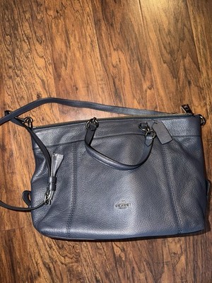 2017 Coach Grey Pebbled Leather Lenox Satchel E1757-F59325 Grey Silver Hardware