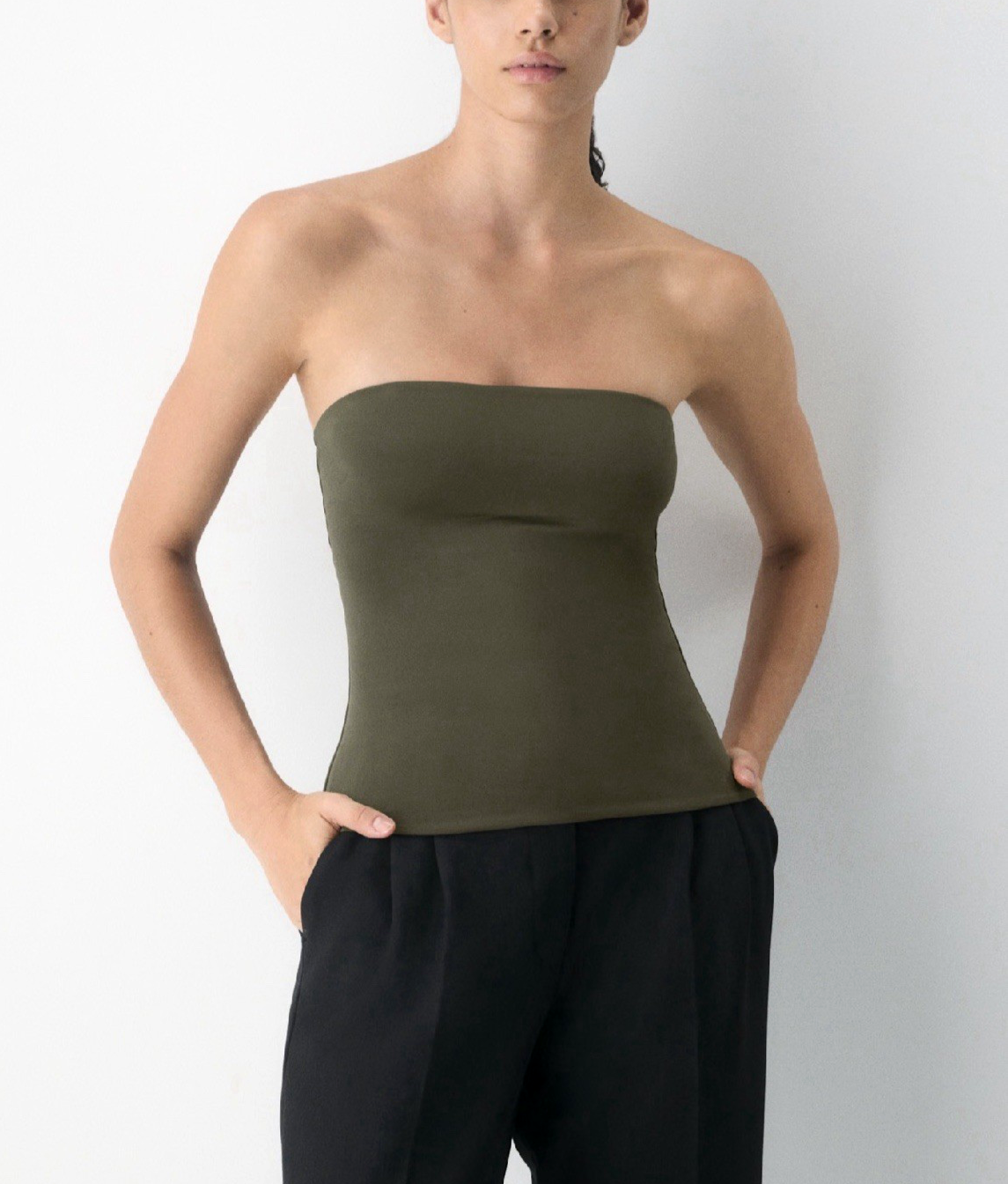 Aritzia Women`s $40 Original Contour Appeal Tube Top in Dark Olive size S