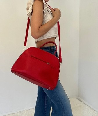 Versace 1969 Red Leather Top Handle Bag Gold Hardware