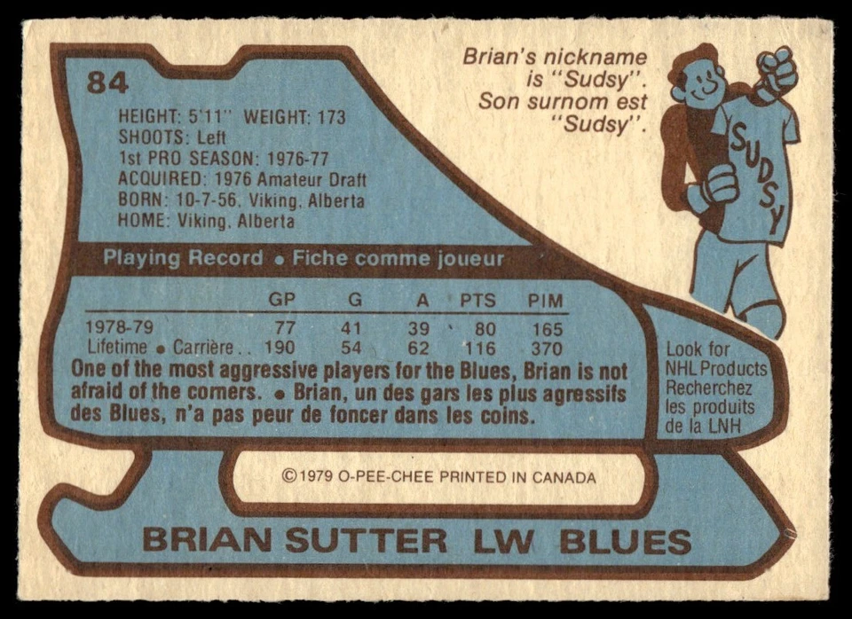 1979-80 O-Pee-Chee Brian Sutter St. Louis Blues #84 - Image 2 of 2