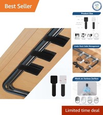 50 Black Self-Adhesive Hook and Loop Cable Ties for Effortless Space Management