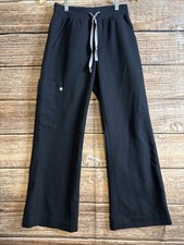 FIGS Womens Isabel Wide-Leg Scrub Pant Extra Small Black Bottom