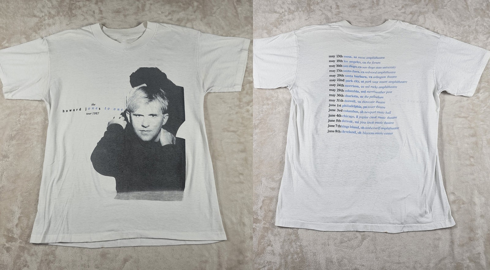 HOWARD JONES 2 Sides One To One Tour Shirt White Cotton Unisex S-5XL  1UU013