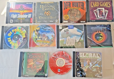 11 Windows PC CD-ROM Game ~ Flight Simulator, Casino, Shivers, Golf, ATV & More