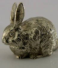 PRETTY ENGLISH STERLING SILVER BUNNY RABBIT ANIMAL FIGURE LONDON 2016