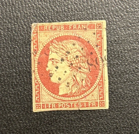 1849, France Stamp, Scott #9, APEX Cert, CV $1,152, used - Image 2 of 3