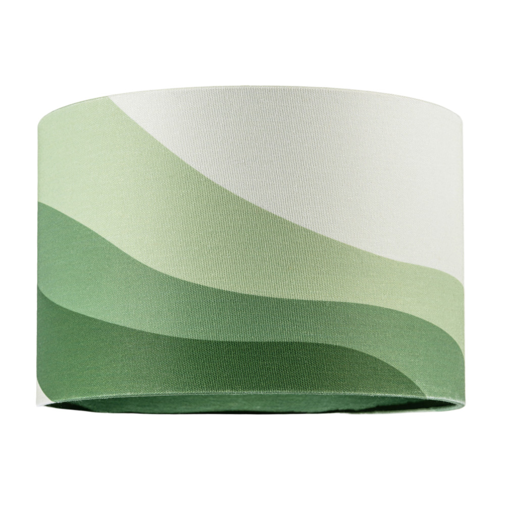 Forest Green Linen Fabric Lamp Shade with Inner and Outer Wavy Design by Happ...