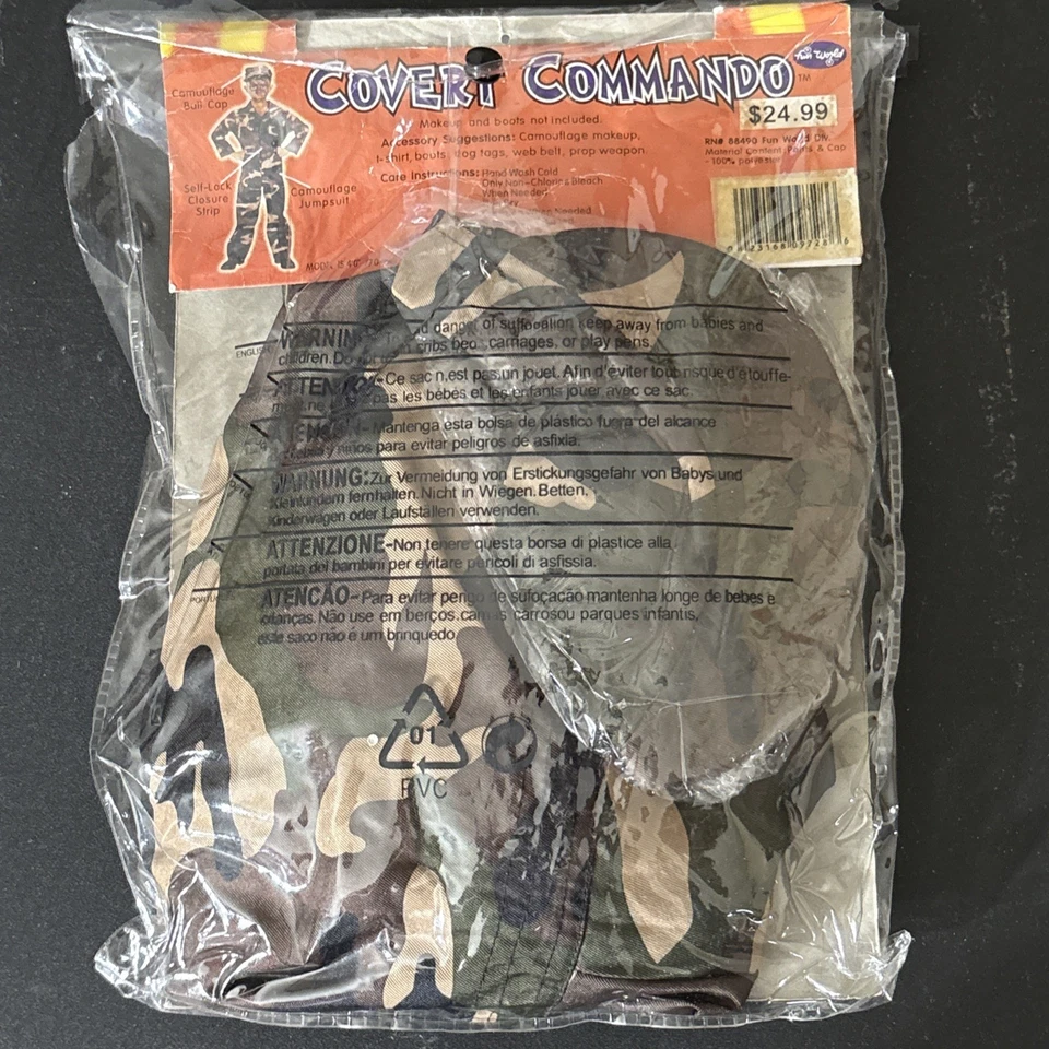 Niño Pequeño Comando Encubierto Militar Mono y Sombrero Disfraz Pequeño Foto 4 de 4