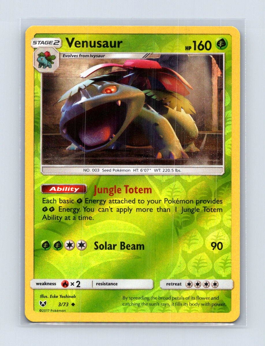 Venusaur 3/73 Uncommon Shining Legends Pokemon Reverse Holo Lightly Played
