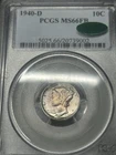 1940 D Mercury Silver Dime PCGS MS66 FB CAC Approved Toned Colorful Toning
