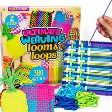 Ultimate Weaving Loom Kit - 378 Craft Loops 25 Projects 9 Colors