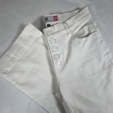 Cabi White Palm Beach Crop Jeans Button Fly Straight Leg Size 4