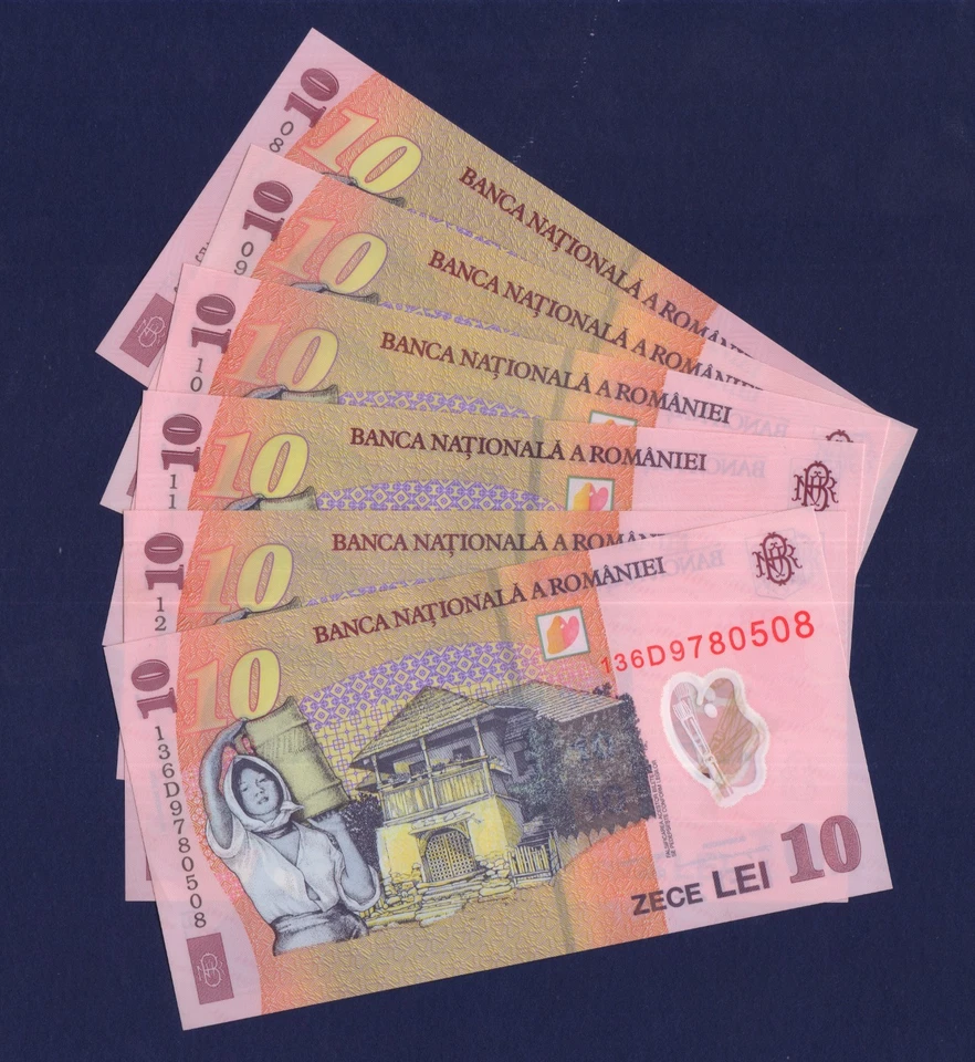 ROMANIA - P119 - SET - 10 Lei - POLYMER - (2025/2018/2008) - ALL 11 YEARS - UNC - Image 3 of 3