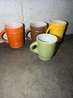 Fire King Anchor Hocking Stackable Vintage Milk Glass Mugs Lot of 4 Multicolor